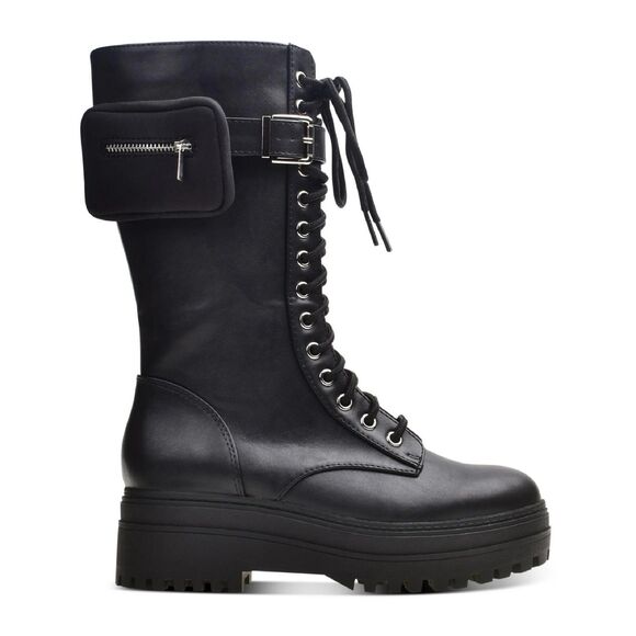 Wild Pair Shoes - Wild Pair Womens 8.5 M Black Shannon Pouch Lace Up Combat Boots NIB HH5
